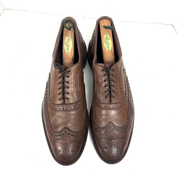 ALLEN EDMONDS NEUMOK Leather Dress Shoes Sz. 11 B Brown Wingtip Oxfords Men's - Picture 1 of 11